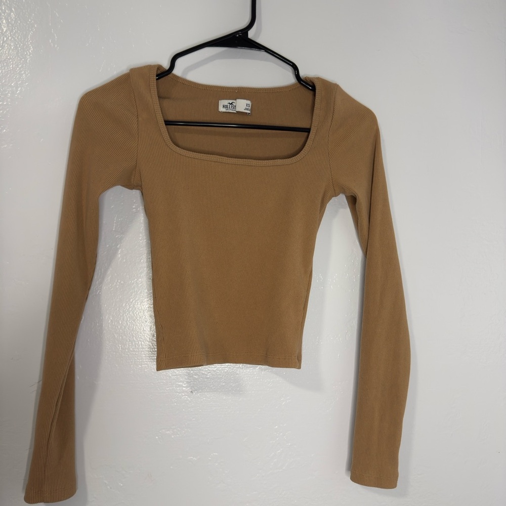 Hollister Tan Long Sleeve Fitted Bodysuit